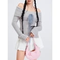 thumbnail image 6 of Franhais Women's Autumn Winter Knit Tops Solid Color Long Sleeve Off Shoulder Knitwear Sweater, 6 of 9