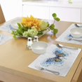 thumbnail image 4 of Swallowtail Butterfly Place Mats Set of 4, Animal with Twigs Curls and Dots Abstract Art, Washable Fabric Placemats for Dining Table, Standard Size, Blue Brown, 4 of 5