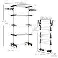 thumbnail image 3 of HOMCOM 4-Tier Clothes Drying Rack w/ Side Wings Wheels for Indoor Outdoor, 3 of 10