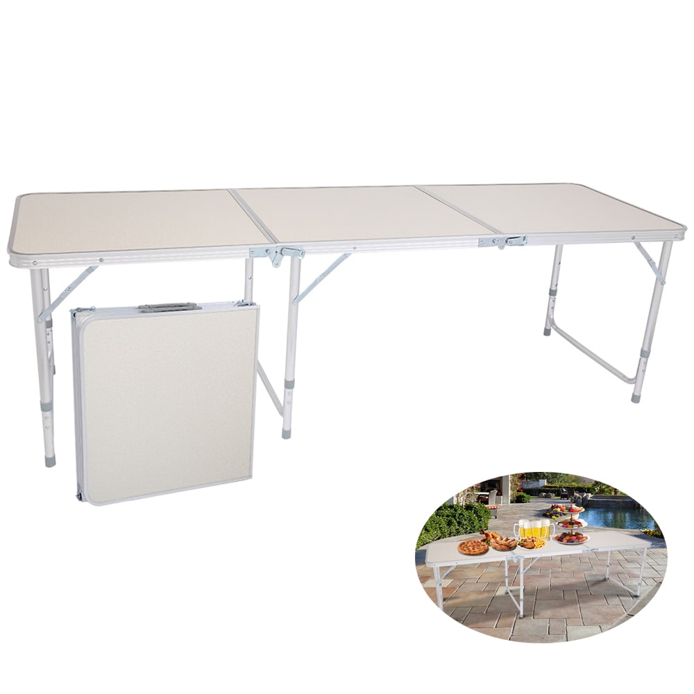 6FT Aluminum Folding Table Portable Plastic Camping Garden Party Outdoor Trestle