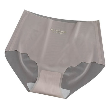 

ZMHEGW 6 Packs Womens Underwear Seamless Solid Color Bare Sensation Yoga Ice Silk Seamless Peach Cotton Crotch Panties