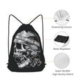 thumbnail image 5 of XMXT Unisex Drawstring Backpack for Women Men, Helmet Wearing Skull Print Waterproof Gym Bag String Bags for Shopping Sport Travel, m, 5 of 8