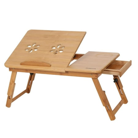 Lafgur 1pc Adjustable Bamboo Rack Shelf Dormitory Bed Lap Desk Two