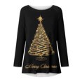 thumbnail image 4 of PATLOLLAV Womens Long Sleeve Floral Casual Shirts Solid O-Neck Pullover Loose Tunic Tops Christmas Tree Blouse, 4 of 6