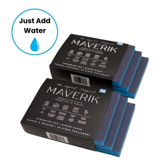 Original Maverik Scrubbing Pad – Heavy-Duty Cleaning Pad with Just Water for Pots, Pans, Cooktops, Rust & Calcium Buildup (6pc)