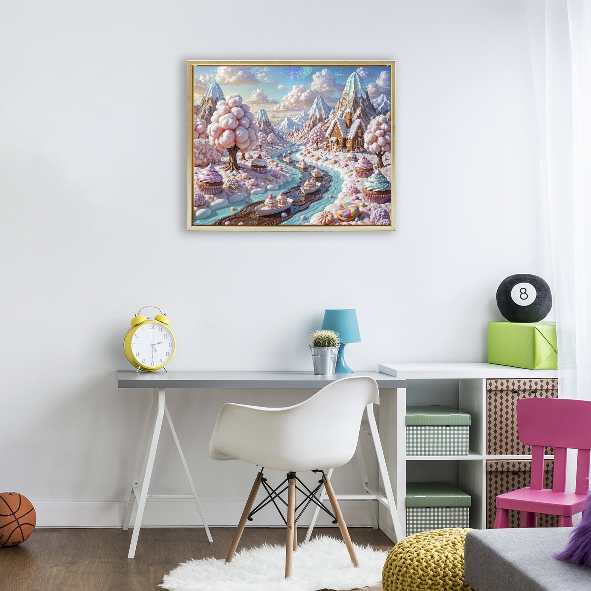 Stupell Industries Dreamlike Candy Land Whimsy Gold Framed Floater Canvas Wall Art, design by Tabz Jones