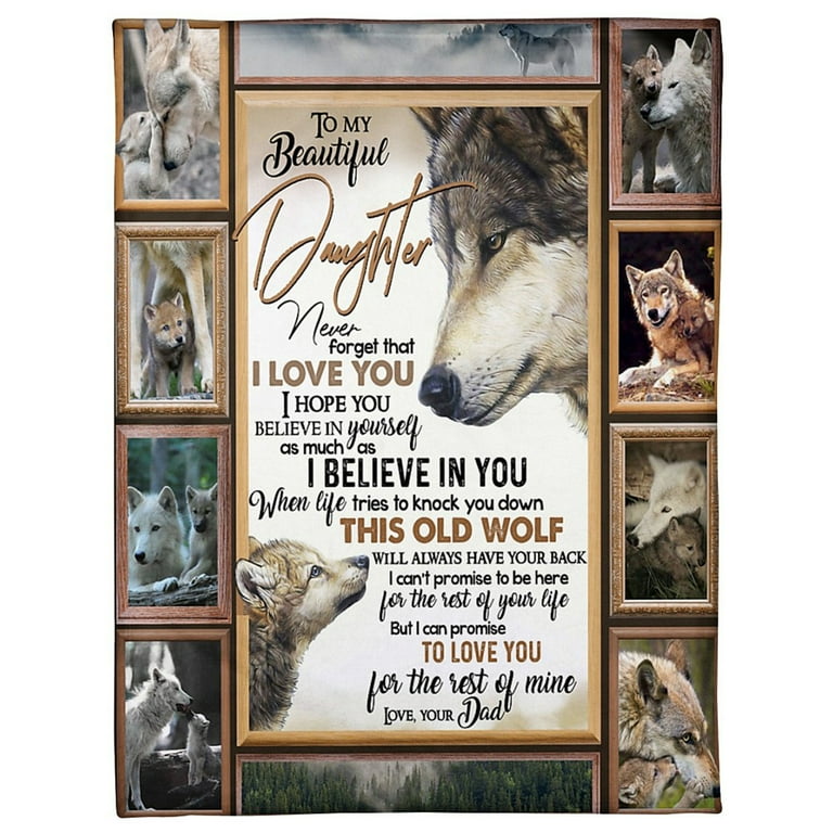 Dad to Daughter Wolf Blanket Soft and Personalized Gift for Your