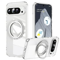 Allytech Clear Case for Google Pixel 9 Pro XL, Compatible with Magsafe, Slim Fit Lightweight Soft TPU   Hard PC Military Grade Protection Shockproof Case with 360° Rotatable Magnetic Ring Stand, Clear