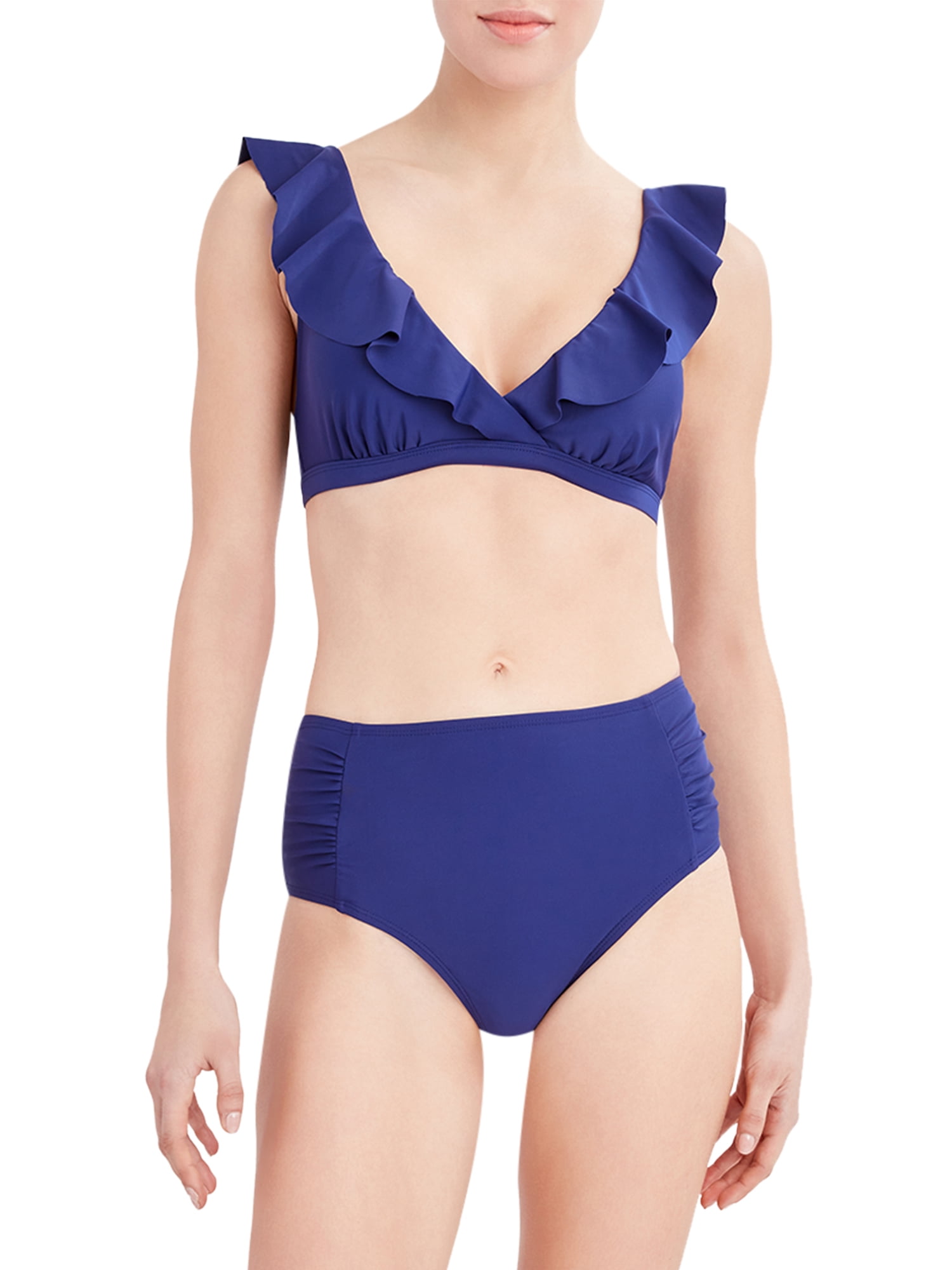 BCBG Paris Womens Ruffle Bikini Top