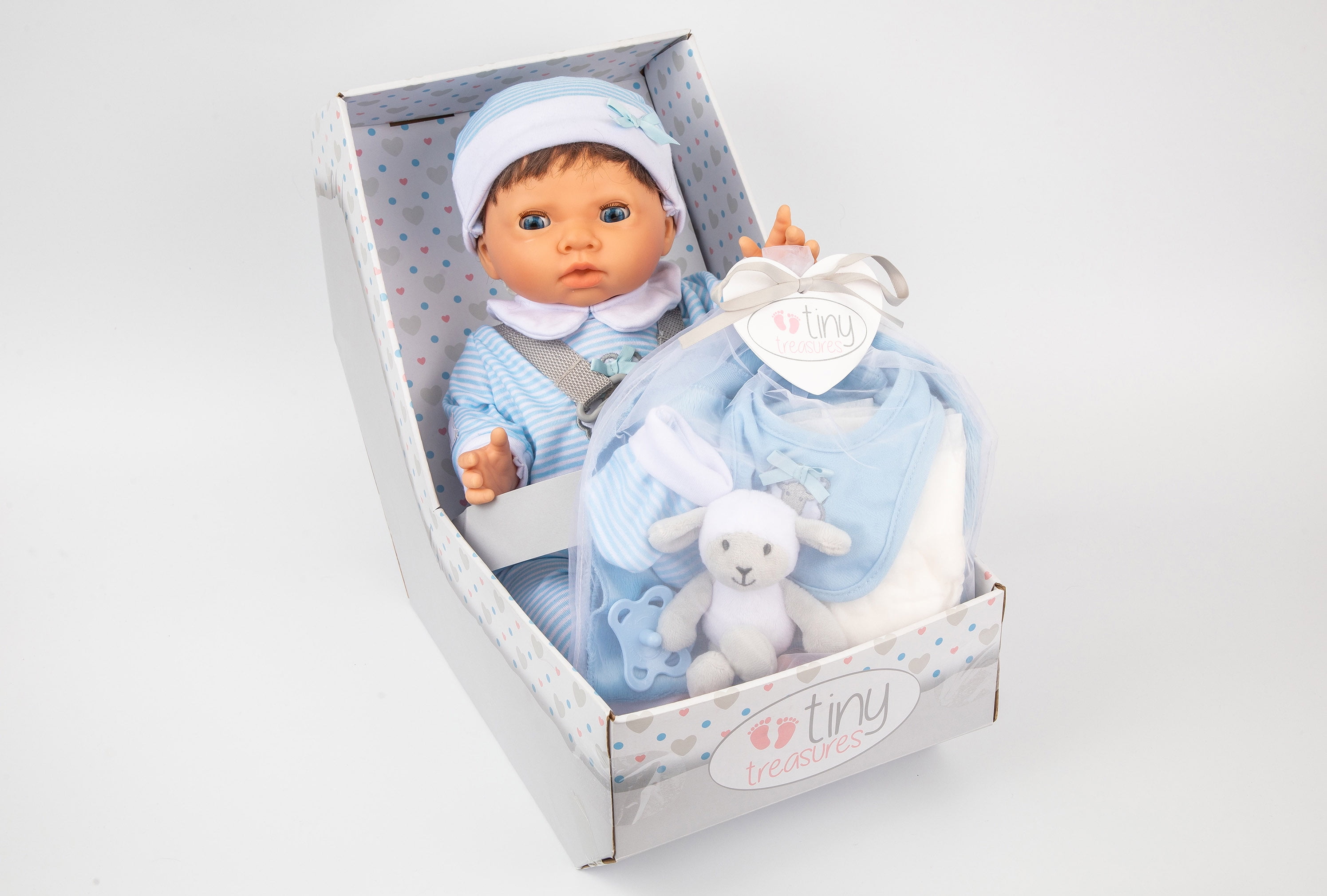 Tiny Treasures Toy Doll Playset with Layette Set