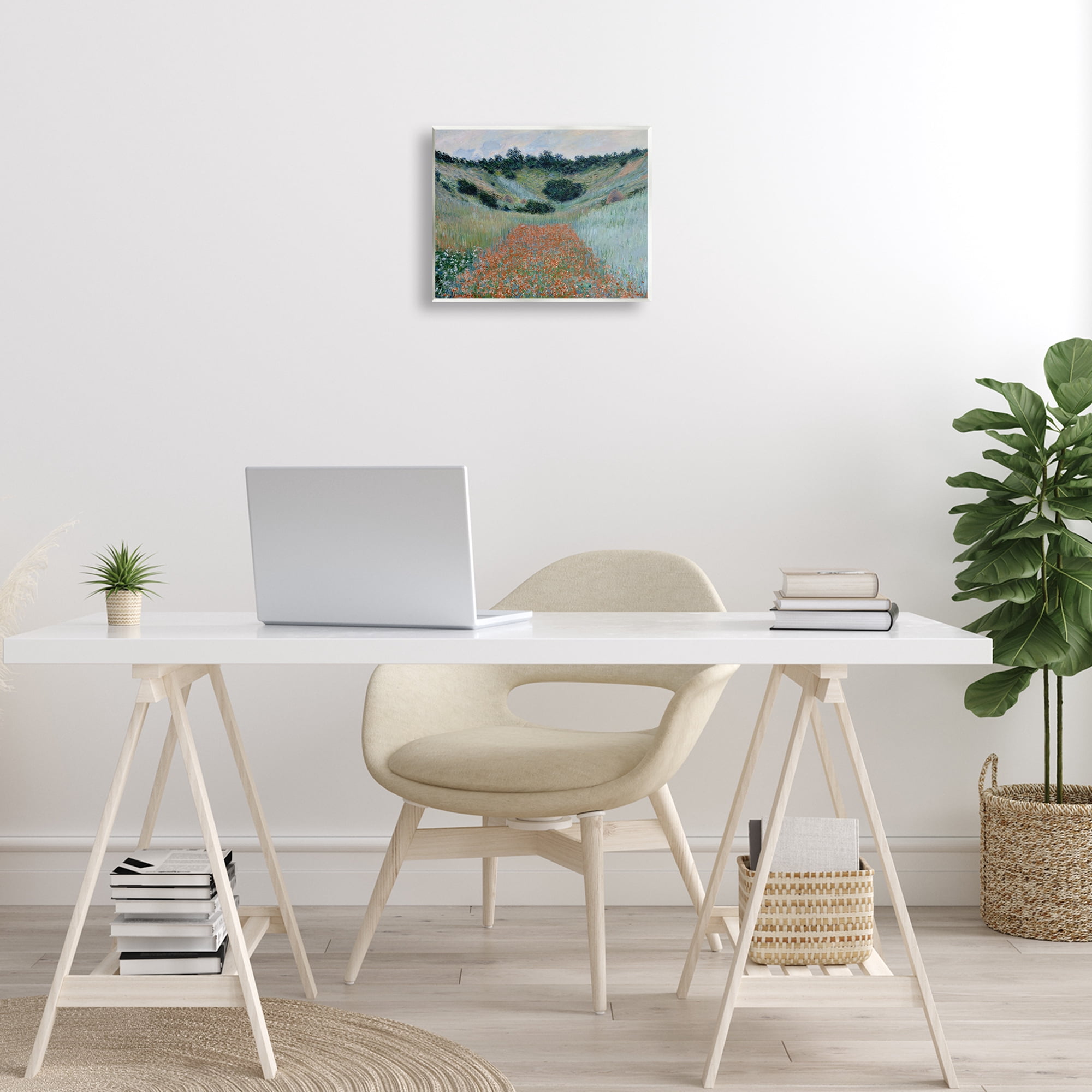 Stupell Industries Classic Poppy Field in Hollow Landscape & Nature Painting Unframed Art Print Wall Art, 14 x 11