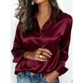 thumbnail image 2 of hotojiny Satin Blouses for Women Silk Button Down Shirts Collared Long Sleeve Business Casual Work Tops Loose Fit Office Outfit, 2 of 6