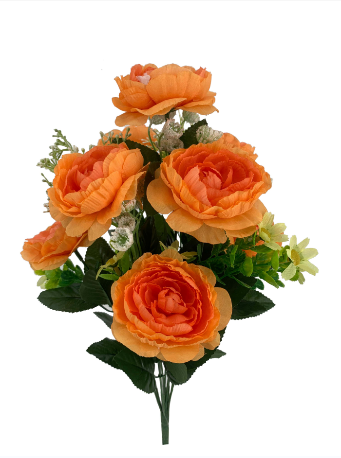 Mainstays 20.5" Artificial Flower Bouquet, Camellia, Orange Color. Indoor Use,  Party Centerpiece Table Decorations - image 5 of 5