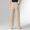 thumbnail image 3 of Diufon Wide Leg Linen Pants for Women Summer Casual Drawstring Beach Pant Flowy Loose Trousers with Pockets, 3 of 9