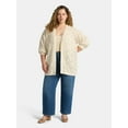 thumbnail image 2 of Terra & Sky Women's Plus Chenille Crochet Cardigan Sweater, Midweight, Sizes 0X-5X, 2 of 5