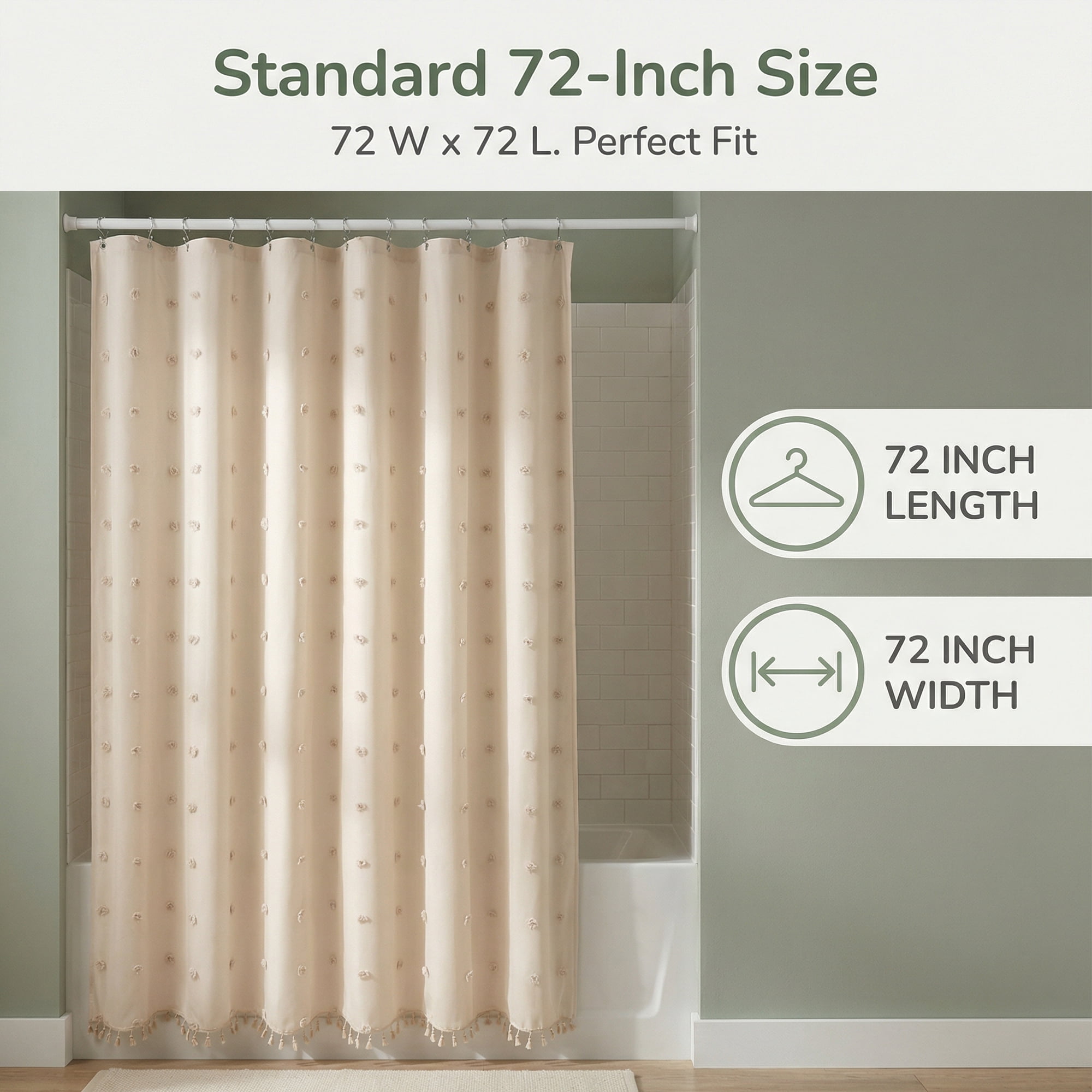 Unique Bargains Geometric Texture Shower Curtain Sets with Hooks Beige 72"W x 72"L