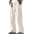 thumbnail image 4 of Yaoyar Men's Contemporary Straight Leg Cargo Pants Solid Color Loose Fit Casual Athletic Workwear Style for Daily Use Long Pants for Men,M,White, 4 of 5