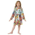 thumbnail image 6 of FORMRS Niños Bathrobe Unisex Hooded Robe Soft Plush Pajamas Sleepwear, Size 4-6T, Blue Floral Tomatoes, 6 of 7