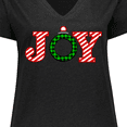 thumbnail image 4 of Inktastic Joy Christmas Ornament with Candy Cane Stripes Women's Plus Size V-Neck T-Shirt, 4 of 5