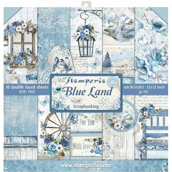 Stamperia Double-Sided Paper Pad 12"X12" 10/Pkg-Blue Land, 10 Designs/1 Each
