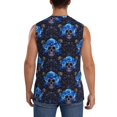 thumbnail image 4 of Fotbe Men's cool blue flower Skull Print Men's Sleeveless Muscle Tank Tops Casual T-Shirts for Gym Workout Beach-Medium, 4 of 8