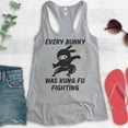thumbnail image 2 of Every Bunny Was Fung Fu Fighting Tank Top, Ladies Racerback Tank Top, Easter Rabbit Bunny Tank, Ninja Tank, Heather Gray, Medium, 2 of 3