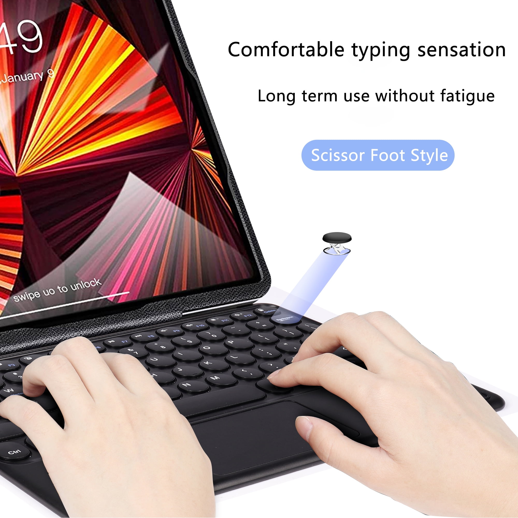 PloutoRich 10 inch Bluetooth Keyboard with Touchpad, 78 Keys Magnetic Wireless Keyboard, Ultra-Slim Rechargeable Wireless Keyboard for Laptop Tablet Computer