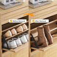 thumbnail image 4 of GloryStar Slim 24" Rattan Shoe Storage Cabinet, Hidden Shoe Organizer with Flip-Down Compartments, Drawer & Adjustable Shelves for Entryway or Hallway, 4 of 9