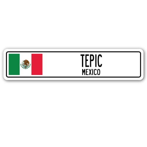 TEPIC MEXICO Street Sign Mexican flag city country road wall gift