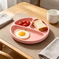 thumbnail image 4 of Linnome 3 Compartment Suction Plate Silicone Strong Grip Divided for Toddlers Microwave Safe Dishwasher Friendly 7.7x7.7in Pink, 4 of 6