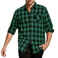 thumbnail image 4 of Purcolt Men's Flannel Plaid Shirts Casual Long Sleeve Button Down Cardigan Jacket Classic Fit Flannels Coat Outerwear with Pockets, 4 of 8