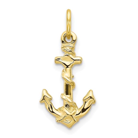 Auriga Fine Jewelry 10K Yellow Gold Anchor Charm Pendant for Women (L-20 mm,W-11 mm)