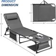 thumbnail image 3 of Foldable Chaise Lounge Chair with Adjustable Positions and Side Pocket, for Indoor and Outdoor Use, 3 of 14