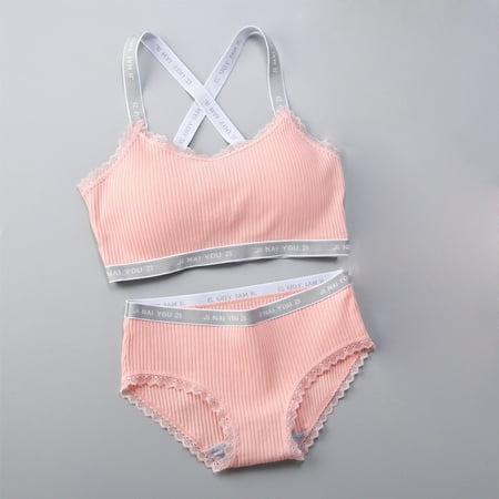 

Womens Bras Threaded Underwear No Steel Ring Suit Pure Cotton Thin Section Gathered Lace Girl Bra Wrapped Chest