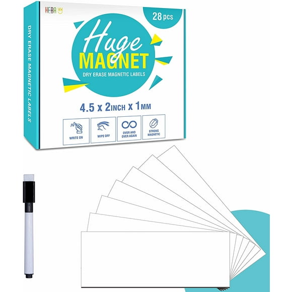 28-Pack Dry Erase Whiteboard Magnets, Writable Flexible Magnetic Labels for Refrigerator, Multipurpose for Office,