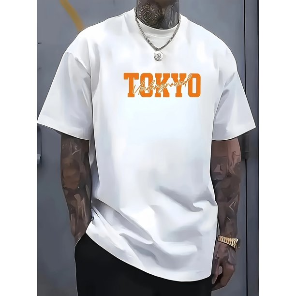 Men'S "Tokyo" Graphic T-Shirt - 100% Cotton, Casual Crew Neck, Short Sleeve, Relaxed Fit, Summer Outdoor Wear, Casual Weekend Attire, Casual Attire | Relaxed Fit Shirt | Cotton Fabric