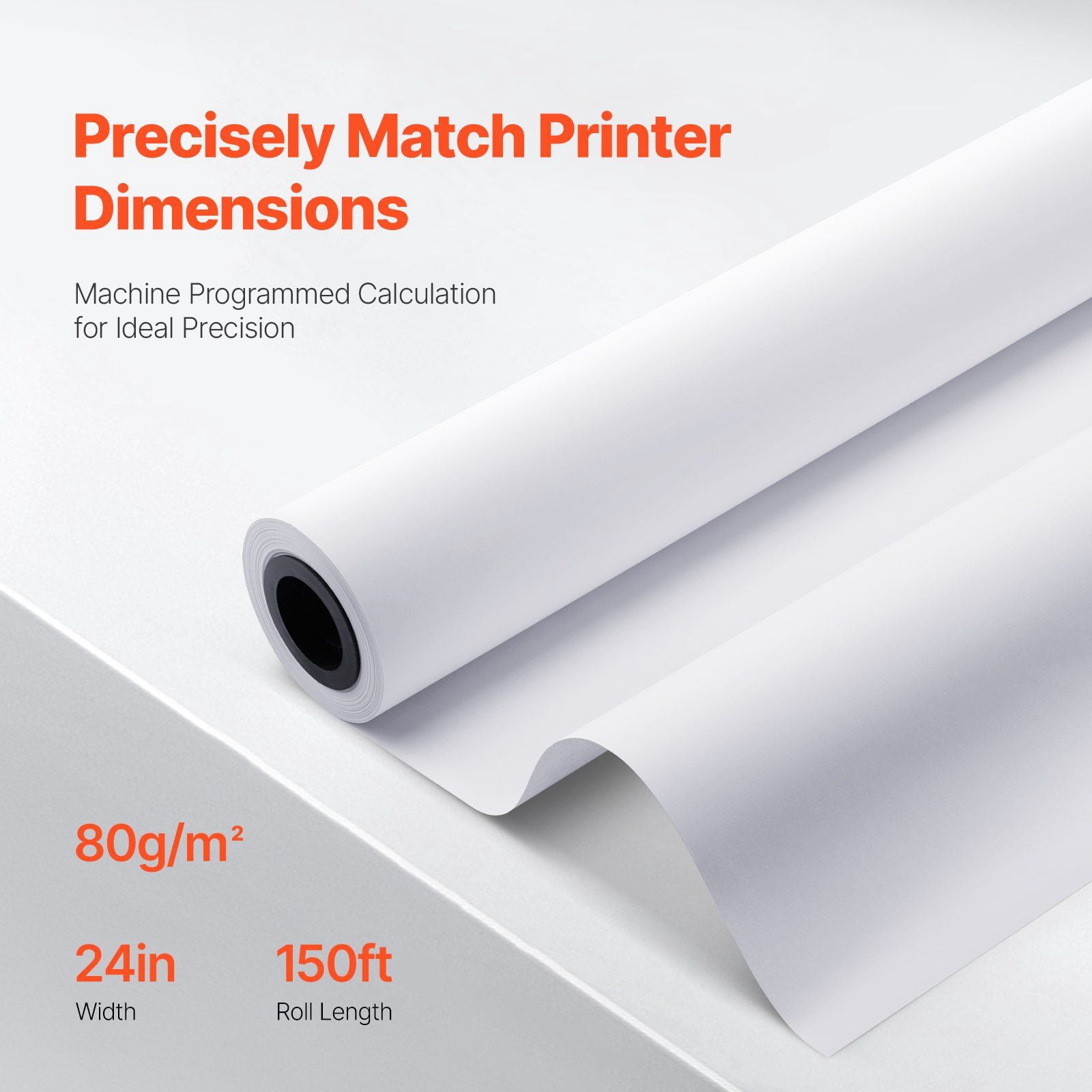 24" x 150 ft Wide Format Plotter Paper, 4 Rolls CAD Bond Paper for Engineering Drawings, Architectural Designs & GIS Maps, 20 LB Bond, 2" Core – Ideal for Large-Scale Printing