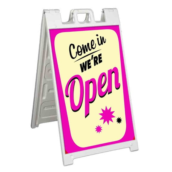 Come In We're Open (24" X 36") Standard A-Frame Signicade, Includes Decal Applied To Stand