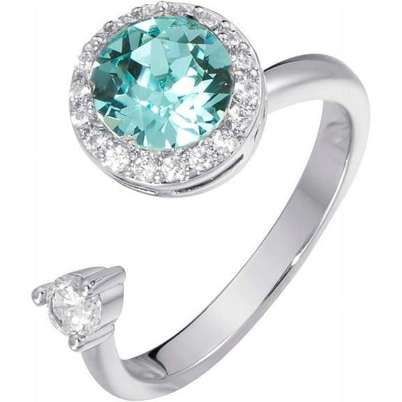 S.Leaf Fidget Ring Birthstone Rings for Women Thumb Rings Fidget Ring Women Rose Gold Ring Spinner Ring Anxiety Ring for Women Cubic Zirconia Ring