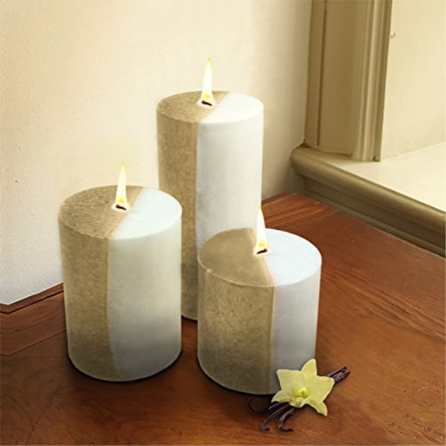 Scented Two Tone Pillar Candle Set of 3 Includes 3 inch, 4 inch and 6