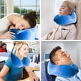 thumbnail image 5 of Almohada de viaje con espuma viscoelástica para el cuello, diseño ergonómico, estilo de dibujos animados, portátil, con correa a presión para niños (azul), artículos esenciales de viaje, 5 of 5