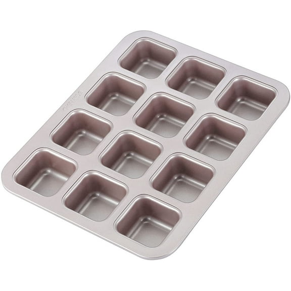 CHEFMADE Brownie Cake Pan, 12-Cavity Non-Stick Square Muffin Pan Blondie Bakeware for Oven Baking (Champagne Gold)