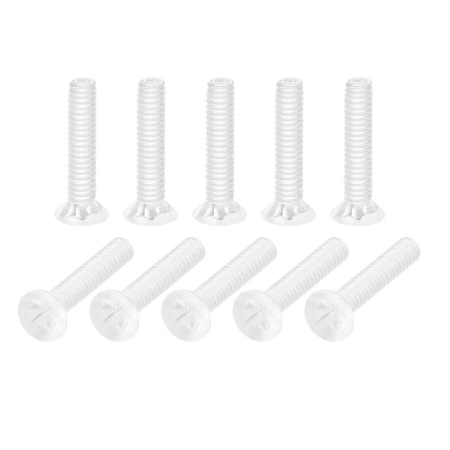 Unique Bargains Vis de Machine à Tête Plate en Plastique M2x10 mm, Boulons de Machine à Tête Plate en PC, Lot de 25