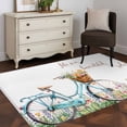 thumbnail image 3 of 3'x5' Rug for Living Room Bedroom, Spring Washable Area Rugs Non-Slip Carpet Mats, Farmhouse Bicycle Botanical Floral Flowers Indoor Low Pile Area Rug Runner for Kitchen, Mudroom, 3 of 8