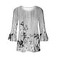 thumbnail image 4 of Puntoco 2024, tops de verano a la moda para mujer, blusas sexis con estampado de pliegues regulares para mujer, blusas con botones y cuello en V con mangas 3/4, 4 of 5