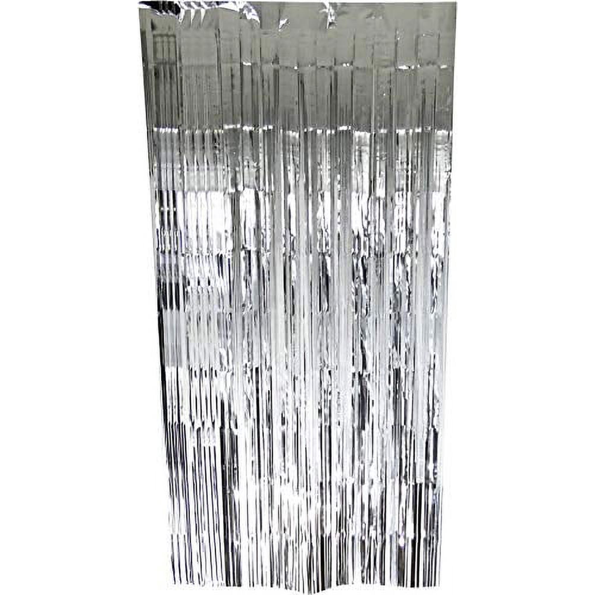 Metallic Fringe Foil Curtain Backdrop for Weddings Birthdays Special Occasions (Silver 1 Pack)