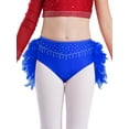 thumbnail image 3 of Aiihoo Kids Girls Jazz Dance Outfit Sparkly 2 Piece Ballet Lyrical Dance Crop Top with Feather Blue 10, 3 of 5