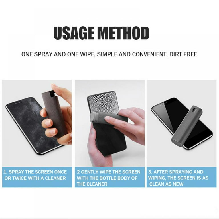 Screen Cleaner, 3-in-1 Portable Touchscreen Mist Cleaner Spray & Microfiber Cloth, Fingerprint-Proof Spray and Wipe Cleaner for Phone, Laptop, Tablet