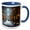 Blue/White, variant on 3drose, Decorated Street of a Fairy City in Winter. Christmas Mood. Snowfall, 11oz Two-tone Green Mug