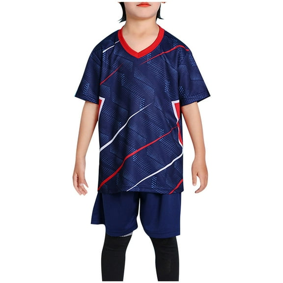 Boy's Football Jerseys for Unisex V-Neck Fitness T-Shirts Workout Outfits Casual Breathable Tops for 1-13 Years